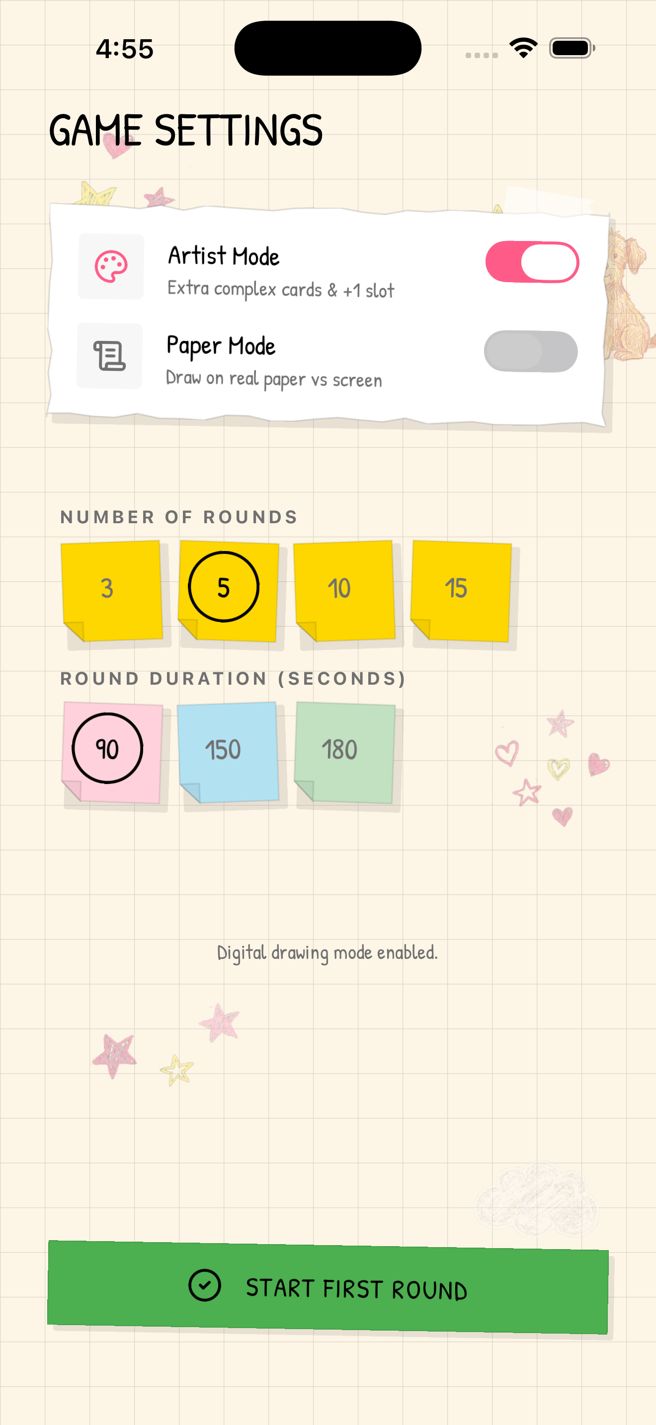 Scrapbook Battle Settings